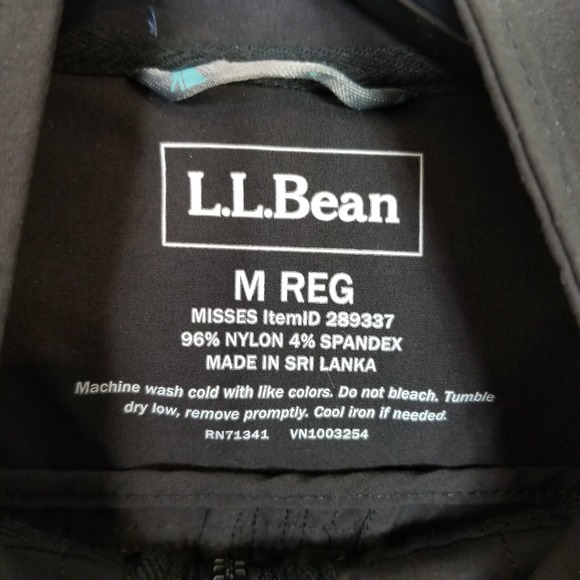 L.L. Bean Women's Jacket Sz M Reg Luna Rain Windbreaker Hooded Zip Up Black - Picture 10 of 11